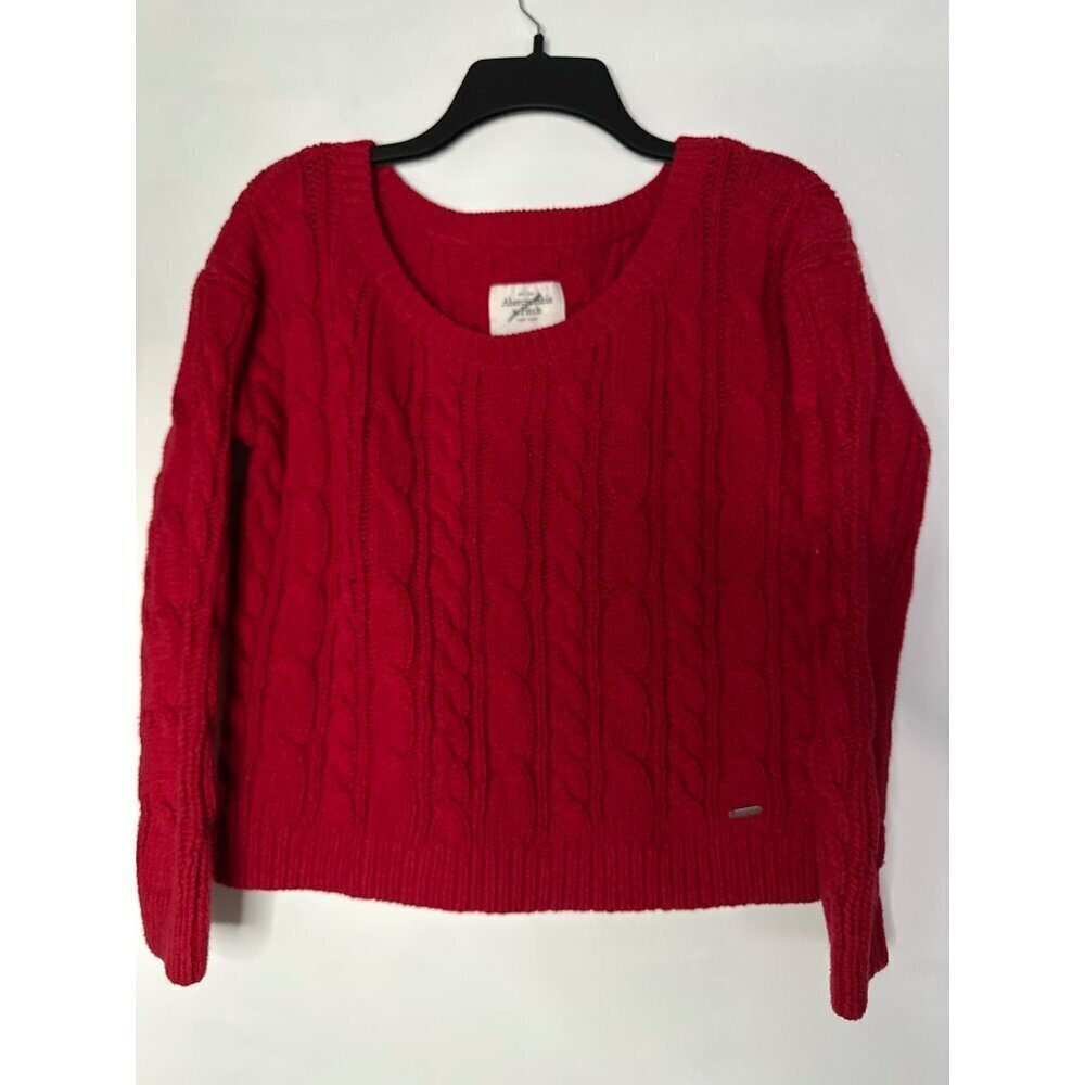Abercrombie Red Cropped Chunky Knit women's Sweater Small Y2K Retro Style teen